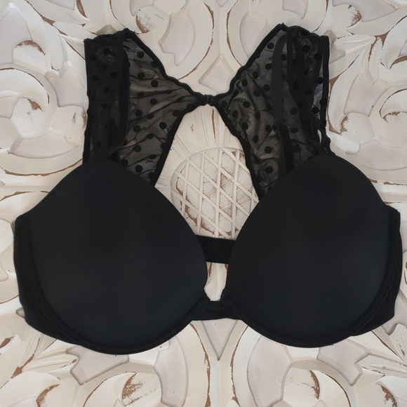 Victoria's Secret black padded plunge bra 34DD